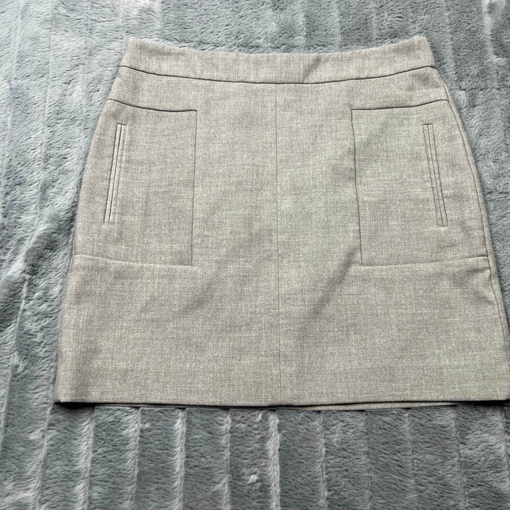Loft Petites Grey Marl A-Line Mini Skirt with Front Pockets Size 4P